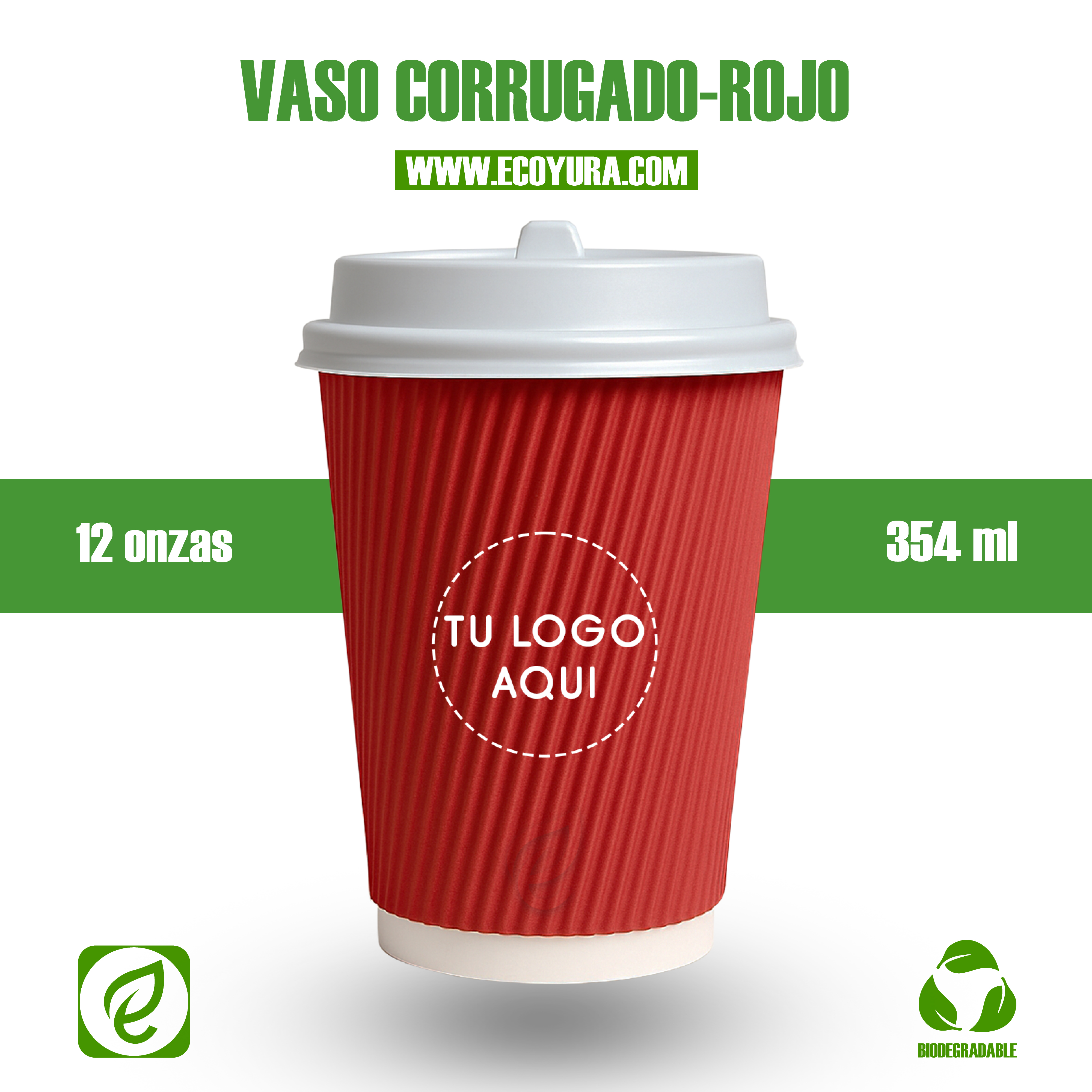 VASO CORRUGADO ROJO 12oz