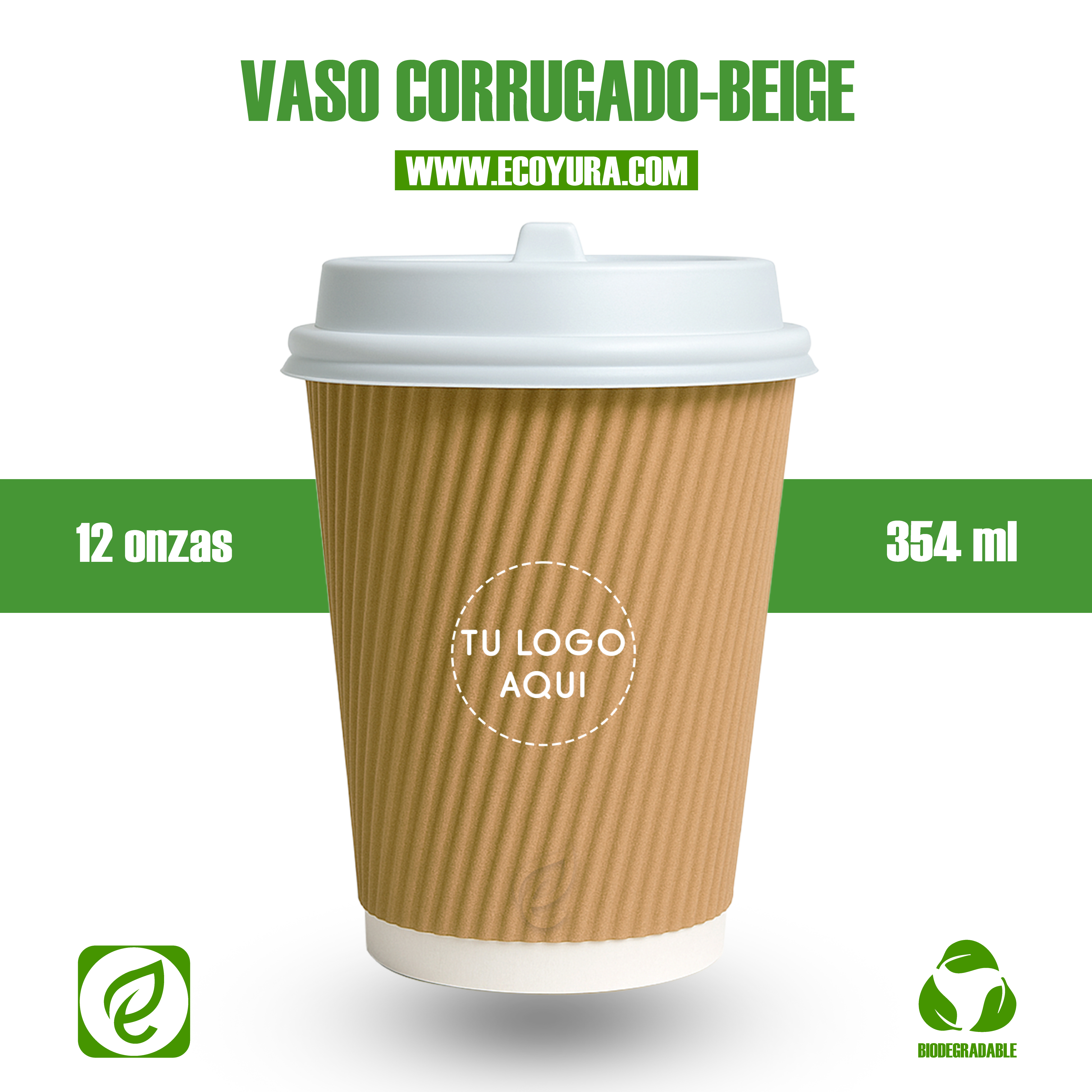 VASO CORRUGADO BEIGE 12oz