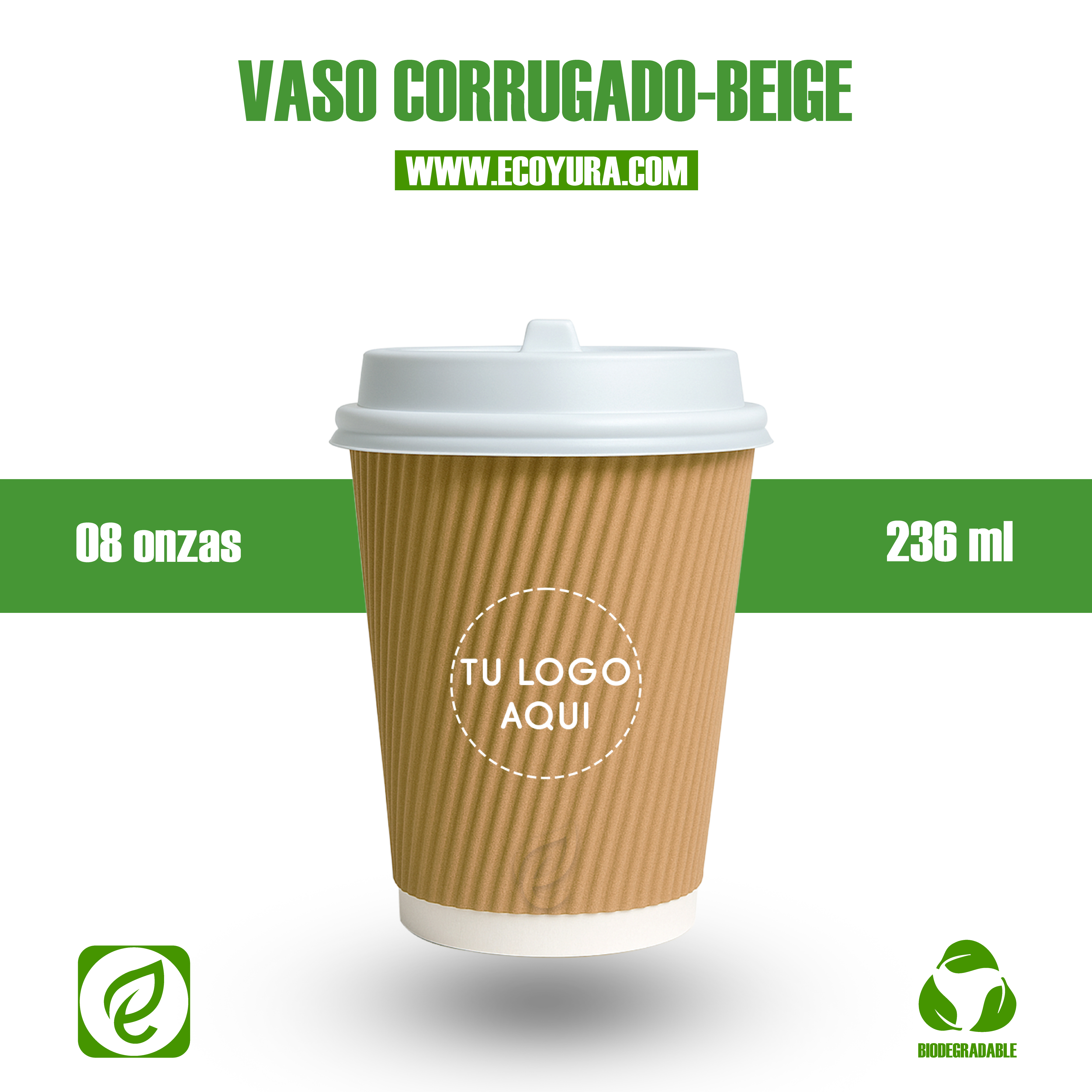 VASO CORRUGADO BEIGE 08oz