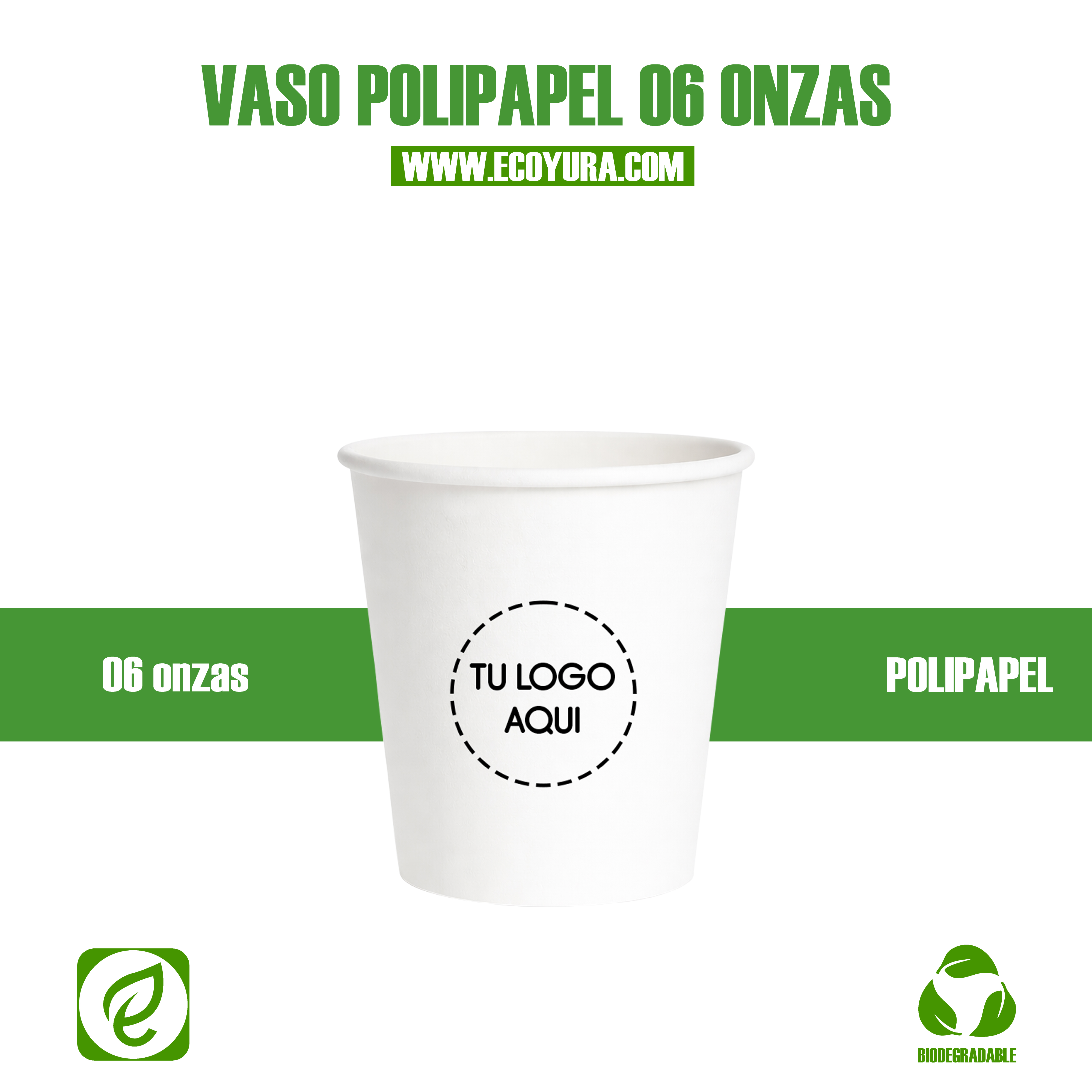 Vaso de Polipapel 6 oz Blanco para Bebidas Frías y Calientes