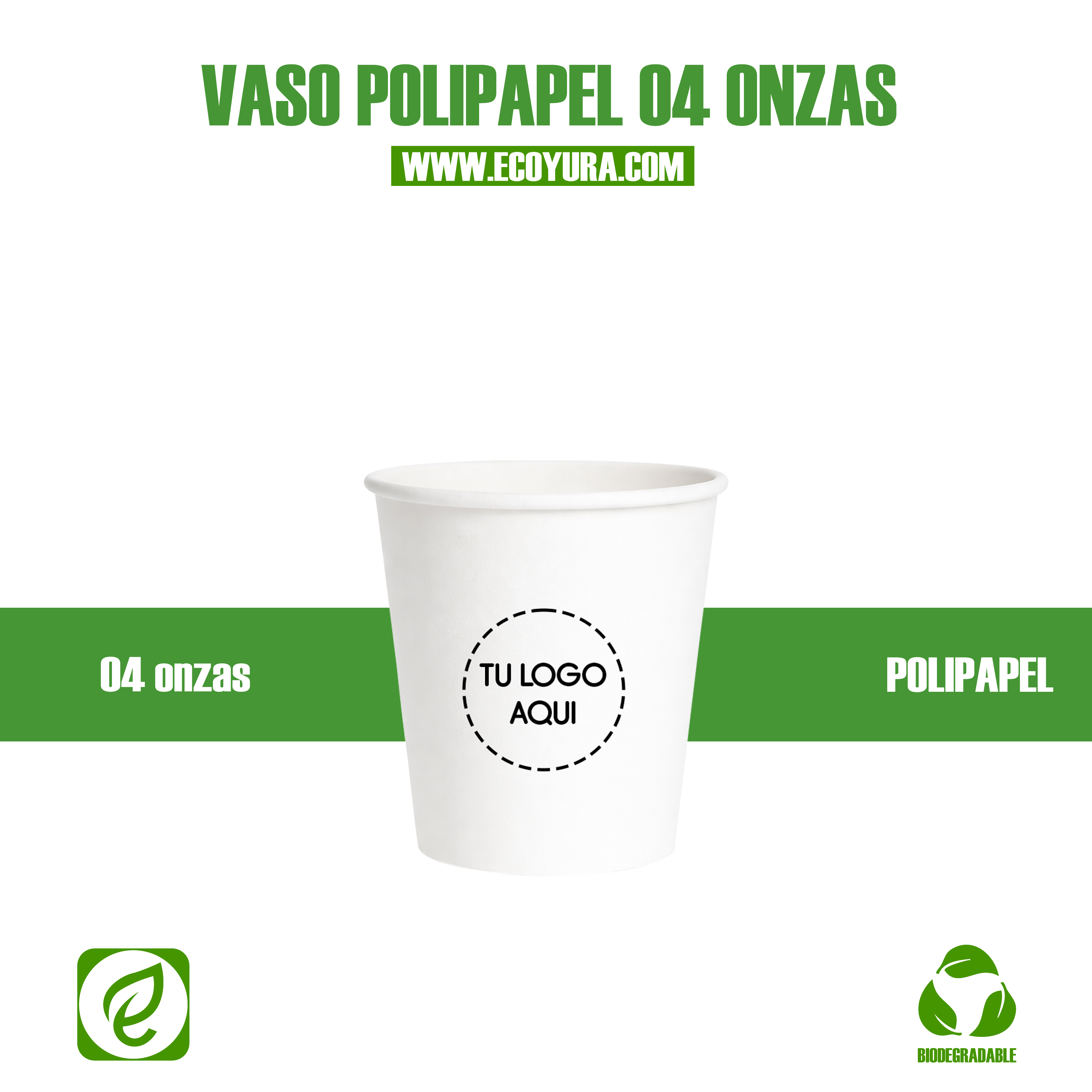 Vaso de Polipapel 4 oz Blanco para Bebidas Frías y Calientes