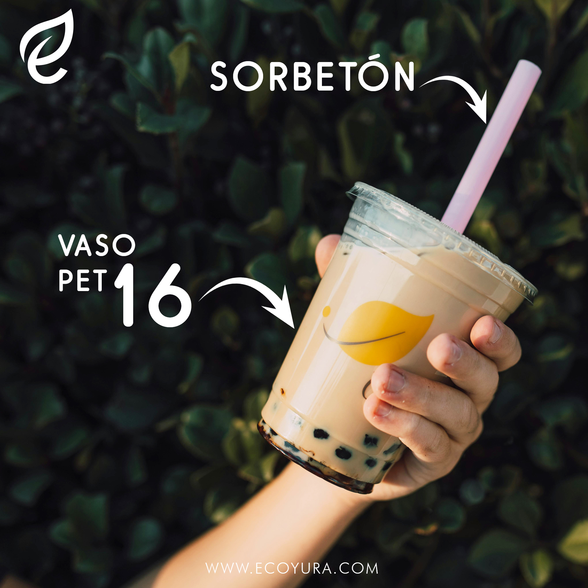 VASO PET CON TAPA PLANA